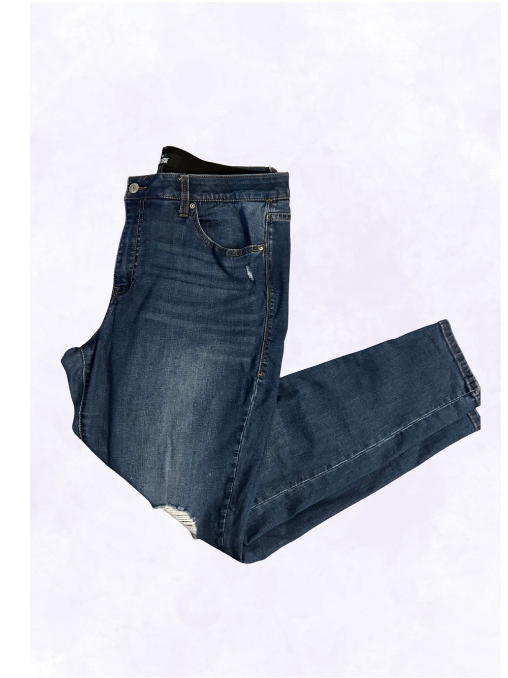 LuLaRoe Dark Blue Distressed Tapered Leg/Skinny Denim Jean Size 32
